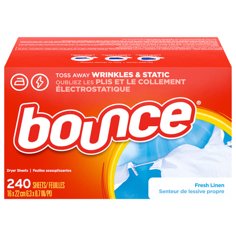 Bounce Fresh Linen Scented Fabric Softener Dryer Sheets, 240 Count - 240 CT 4 Pack