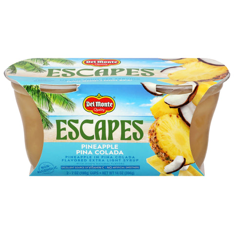 Del Monte Escapes Pineapple Pina Colada 2 - 7 oz Cups - 6 Pack