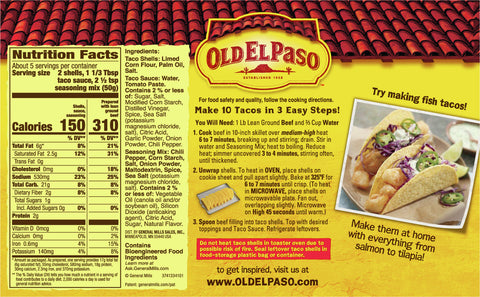 Old El Paso Taco Dinner Kit Stand N Stuff Shells 8.8 OZ