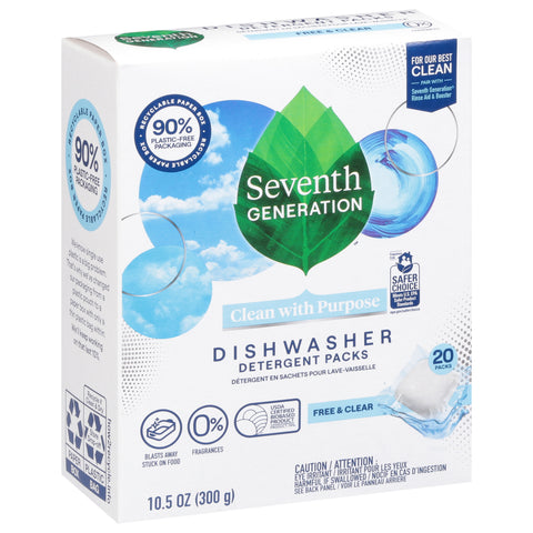 7th Generation Dishwasher Packs Free & Clear 10.5 OZ