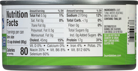 Bumble Bee Tuna Chunk Light In Water 12 OZ
