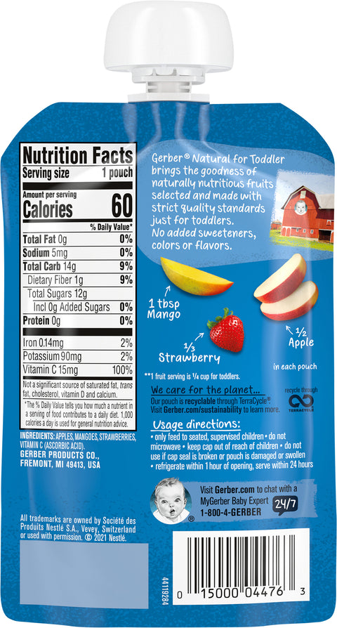 Gerber Toddler Apple Mango Strawberry 3.5 OZ