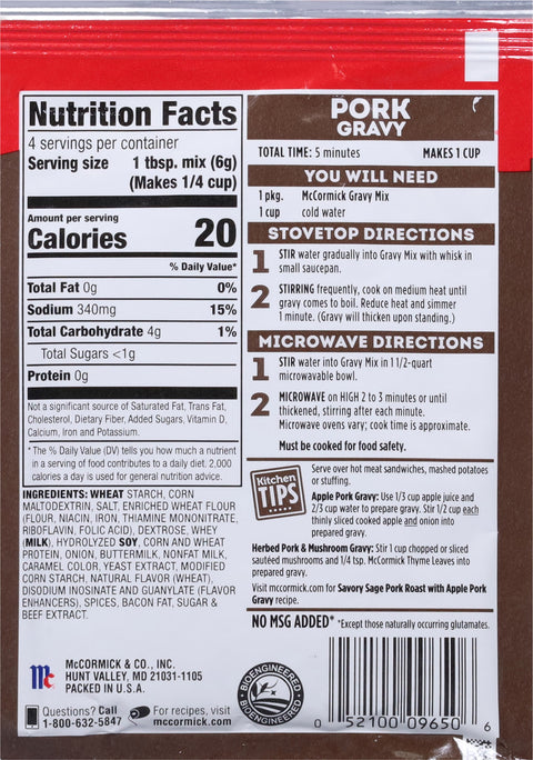 McCormick Gravy Mix Pork 0.87 OZ