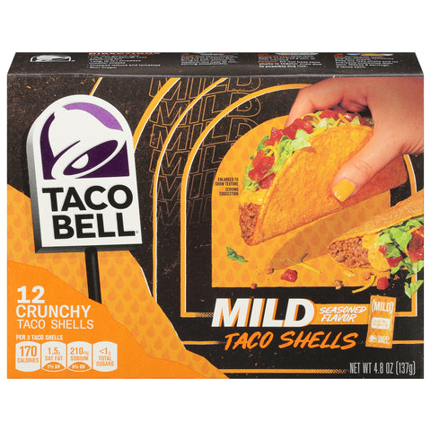 Taco Bell Mild Seasoned Flavor Crunchy Taco Shells 12 ea - 8 Pack