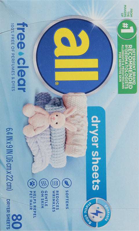 All Free & Clear Dryer Sheet 80 CT