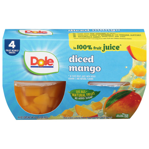 Dole Diced Mango 4 - 4 oz Cups - 6 Pack