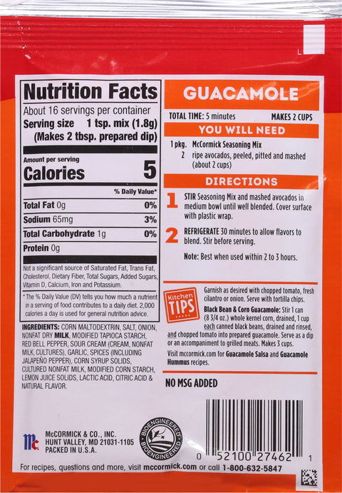 McCormick Guacamole Seasoning Mix 1 OZ