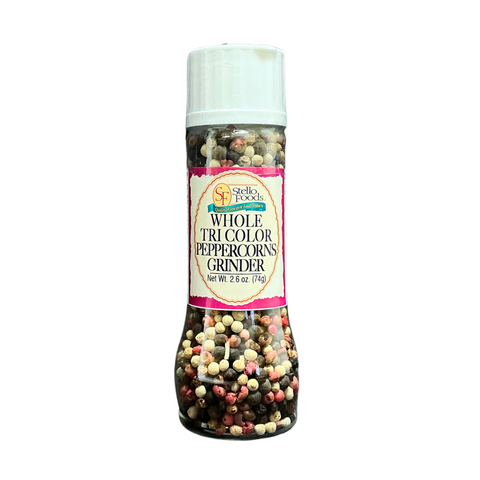Stello Foods Spices - Peppercorns -TriColor - Grinder 2.6 oz