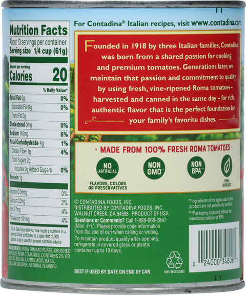 Contadina Roma Tomatoes Crushed with Basil 28 OZ