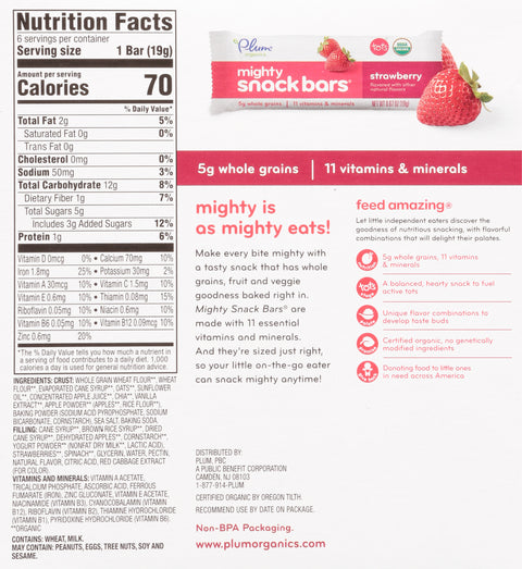 Plum Organics Mighty 4 Tots Strawberry & Spinach Essential Nutrition Bars 4.02 OZ