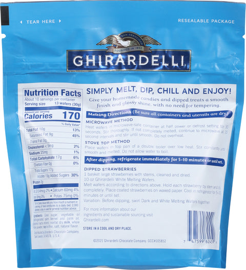 Ghiradelli White Vanilla Melting Wafers  10 OZ