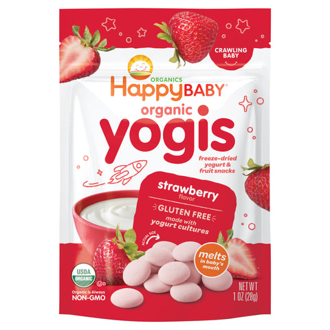 Happy Baby Organic Yogis Strawberry Freeze Dried Yogurt & Fruit Snacks 1 OZ