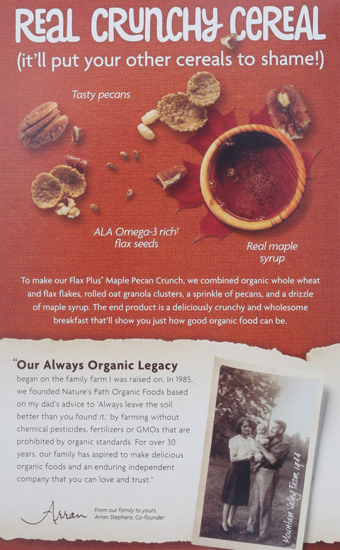 Nature's Path Organic Flax Maple Pecan Crunch Cereal 11.5 OZ