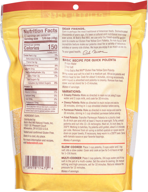 Bob's Red Mill Gluten Free Corn Grits 24 OZ