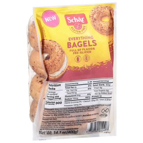 Schar Gluten-Free Pre-Sliced Everything Bagels 14.1 oz