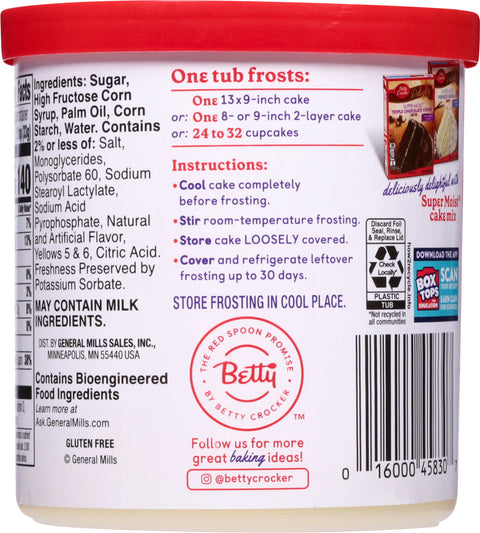 Betty Crocker Rich & Creamy Vanilla Frosting 16 OZ