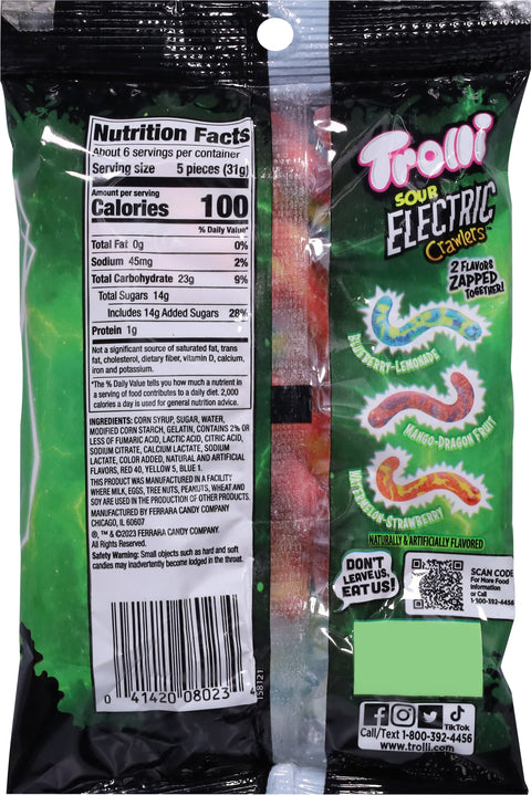 Trolli Sour Electric Crawlers Gummi Candy 6.3 oz