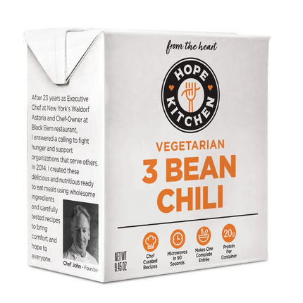 Hope Kitchen Vegetarian Three Bean Chili - 9 OZ 12 Pack