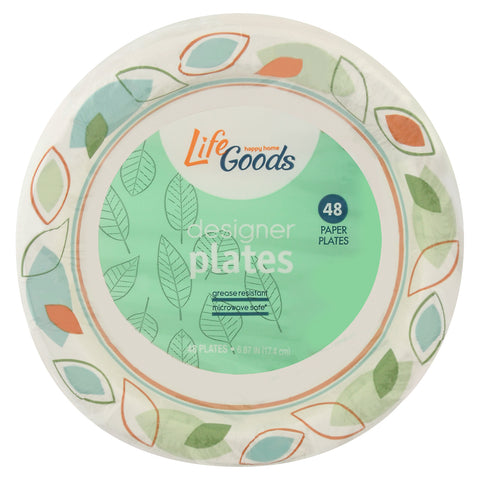 Life Goods 6.87 Inch Designer Paper Plates 48 ea - 48 CT 12 Pack