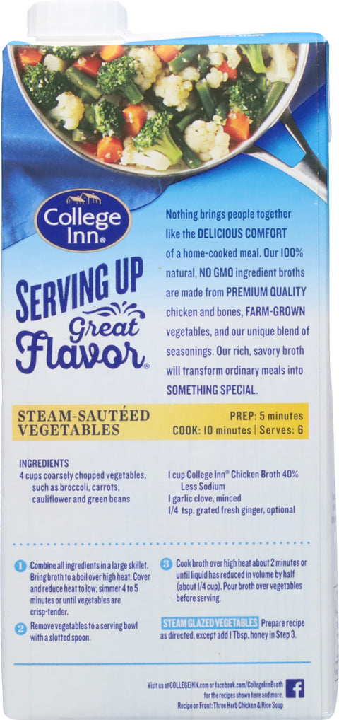 College Inn Broth 40% Less Sodium Chicken 32 OZ