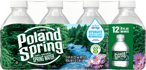 POLAND SPRING Brand 100% Natural Spring Water, 8-ounce mini plastic bottles (Pack of 12)