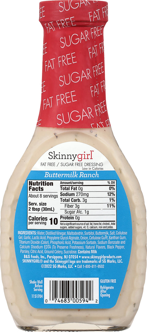 Skinny Girl Dressing Fat Free/Sugar Free Buttermilk Ranch 8 FZ