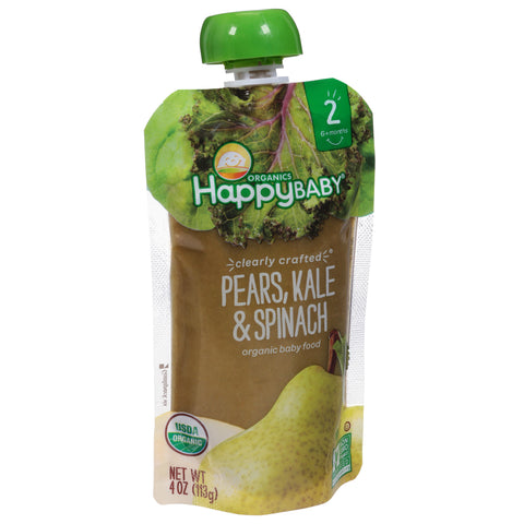 Happy Baby Organic Stage 2 Clearly Crafted Pear, Kale & Spinach 4 OZ