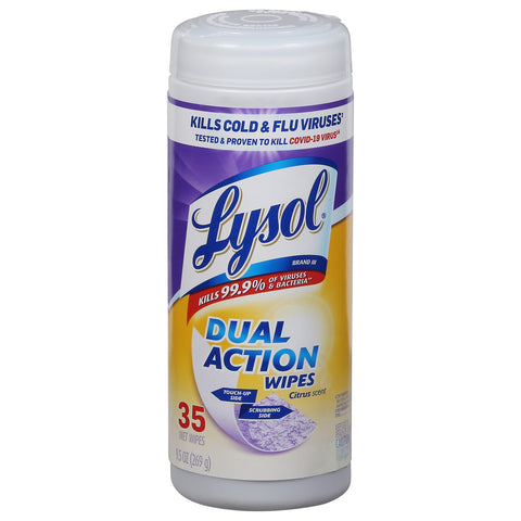 Lysol Disinfectant Wipes Dual Action Citrus 35 CT