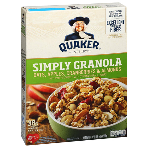 Quaker  Apples, Cranberries & Almonds Granola Cereal 21 OZ