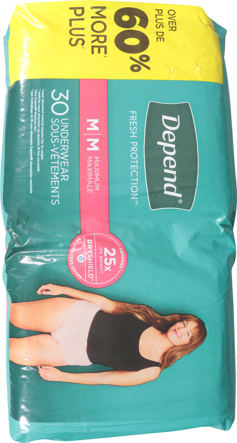 Depend Fresh Protection Maximum Underwear M 30 ea
