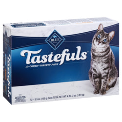 Blue Buffalo Tastefuls Natural Flaked Wet Cat Food Variety Pack - 5.5 OZ Cans 12 Pack