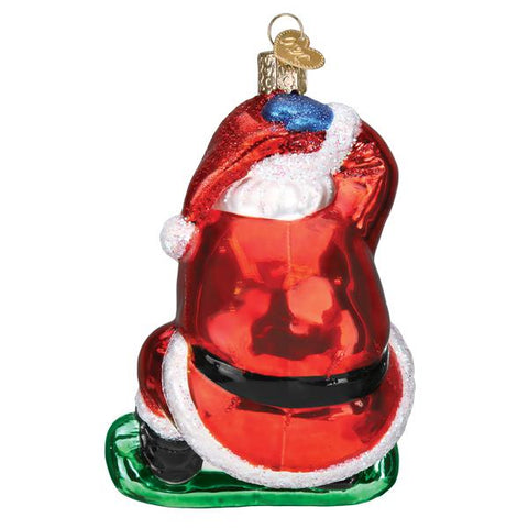 Snowboarding Santa Ornament
