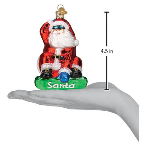 Snowboarding Santa Ornament
