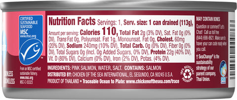 Chicken Of The Sea Salmon Pink Chunk In Water 5 OZ