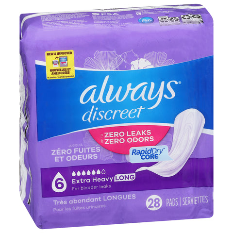 Always Discreet Long Extra Heavy Pads 28 ea