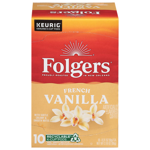 Folgers French Vanilla Coffee 10 - 0.31 oz K-Cup Pods - 6 Pack
