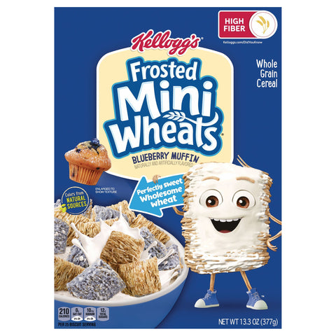 Kellogg's Frosted Mini-Wheats Breakfast Cereal Blueberry Muffin, Kids Cereal, 13.3 oz - 13.3 OZ 10 Pack
