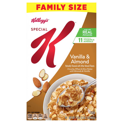 Kellogg's Special K Breakfast Cereal Vanilla and Almond, 17 oz - 17 OZ 8 Pack