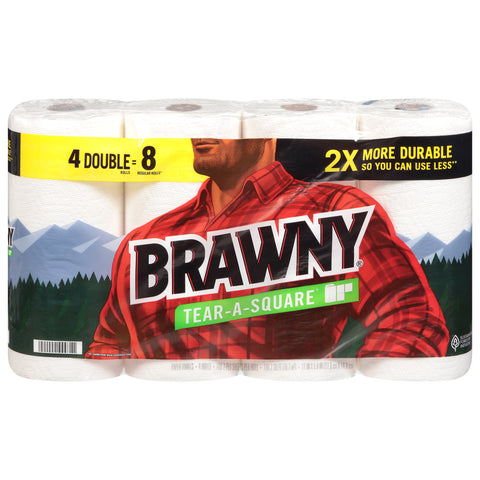 Brawny 2-Ply Tear-A-Square Paper Towels Double Rolls 4 ea - 400 CT 6 Pack