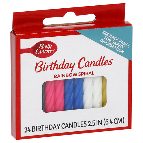 Betty Crocker Candles Rainbow Spiral 24 CT