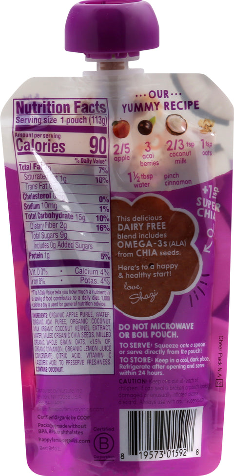 HappyTot Organics 4 (for 2+ Years) Super Morning Fruit & Grain Blend 4 oz