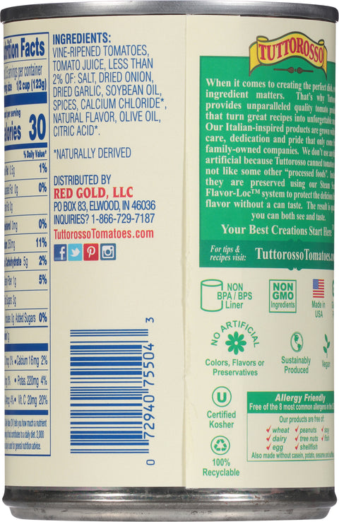Tuttorosso Diced Tomatoes Basil, Garlic & Oregano 14.5 OZ