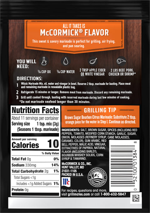 McCormick Grill Mates Seasoning Brown Sugar Bourbon 1.25 OZ
