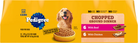 Pedigree Chopped Ground Dinner with Beef/with Chicken Food for Dogs 12