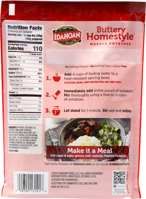 Idahoan Buttery Homestyle Mashed Potatoes 8 OZ