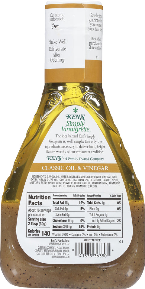 Ken's Simply Vinaigrette Oil & Vinegar 16 FZ