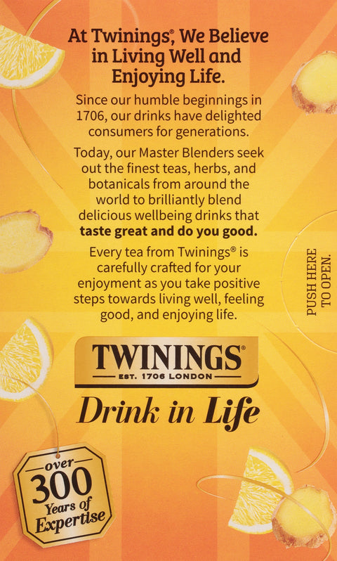 Twinings Superblends Tea Bags Probiotics+ Lemon & Ginger Herbal Tea 18 Bags