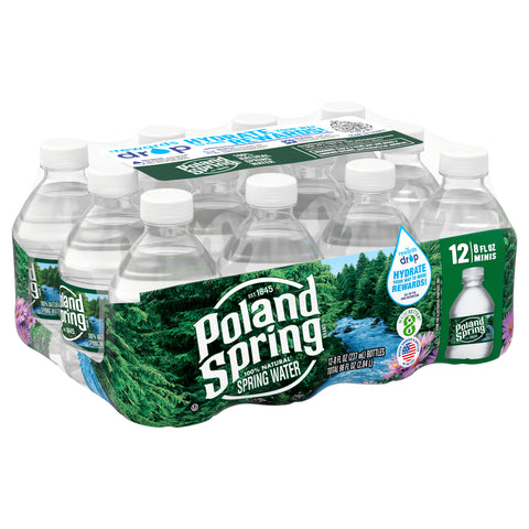 POLAND SPRING Brand 100% Natural Spring Water, 8-ounce mini plastic bottles (Pack of 12)