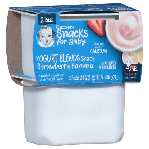 Gerber Snacks for Baby Crawler 8+ months Strawberry Banana Yogurt Blend Snacks 2 Pack 2