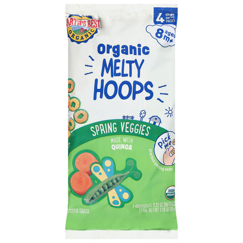Earth's Best Organic Organic Ages 8 m+ Melty Hoops Spring Veggies Puffed Corn Snack 4 - 0.32 oz Bags - 5 Pack